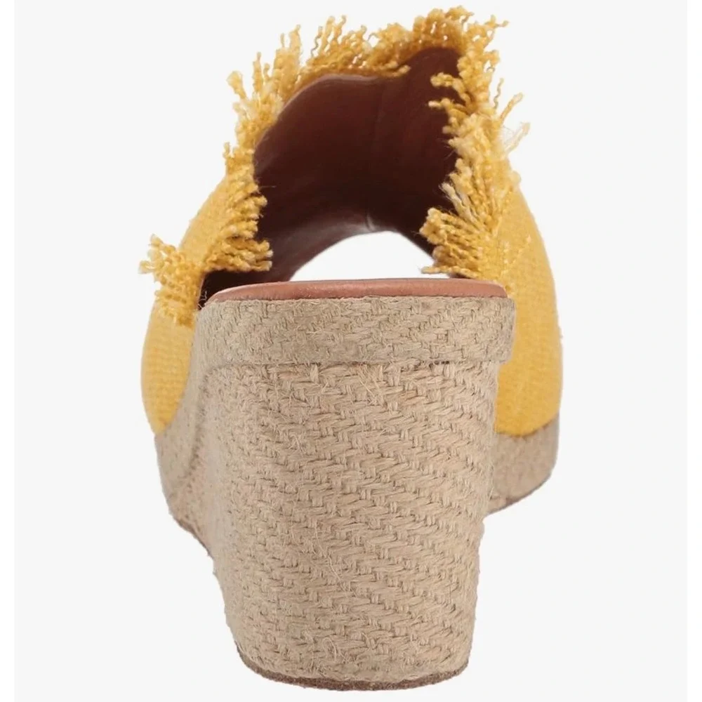 Andre Assous Popy Espadrille Wedge Sandal Yellow Sz 9 NWOB‎